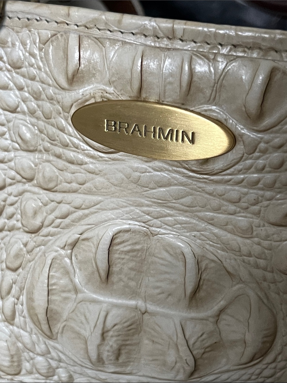 Brahmin Vintage Cream & Tan Leather Shoulder Bag - Picture 8 of 8